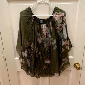 ⚜️ Le Marais Silk Flutter Sleeve Peasant Top ⚜️